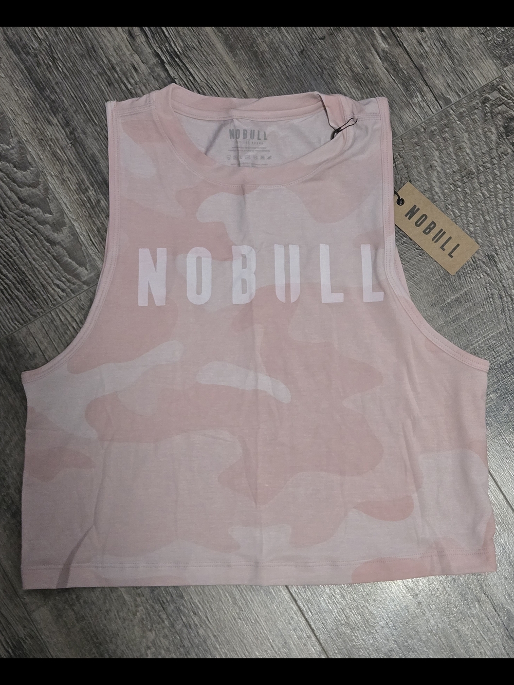 NOBULL Women's Pink Camo Crop Tank Top
